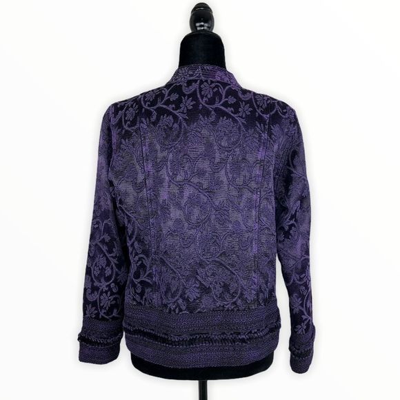 Coldwater Creek Rich Purple Tapestry Brocade Jacket size Petite Medium - Picture 8 of 14